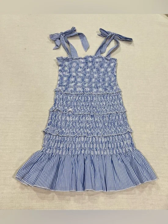 KatieJ NYC Girl's (Tween) Evan Smocked Dress Blue/White Stripes Size Small - Picture 2 of 5